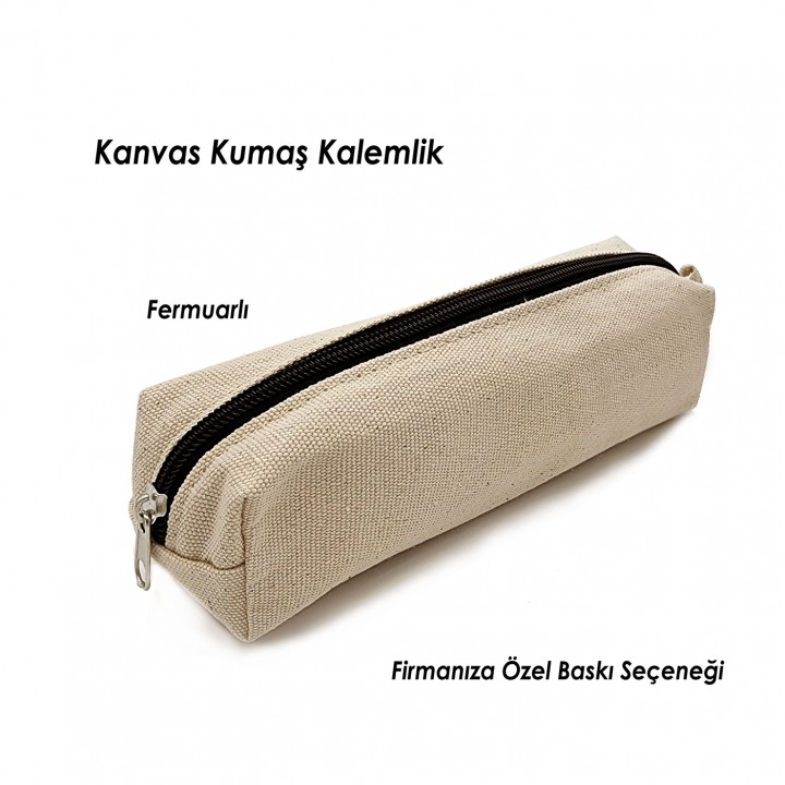 Kanvas Kumaş Logo Baskılı Promosyon Fermuarlı Kalemlik